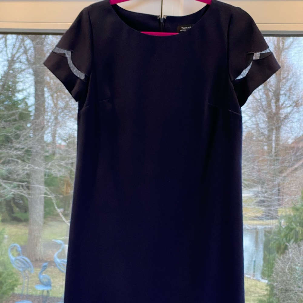 Tahari dress with see thru insert on sleeves/hem